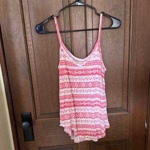Mudd Pink and White Patterned Tank Top